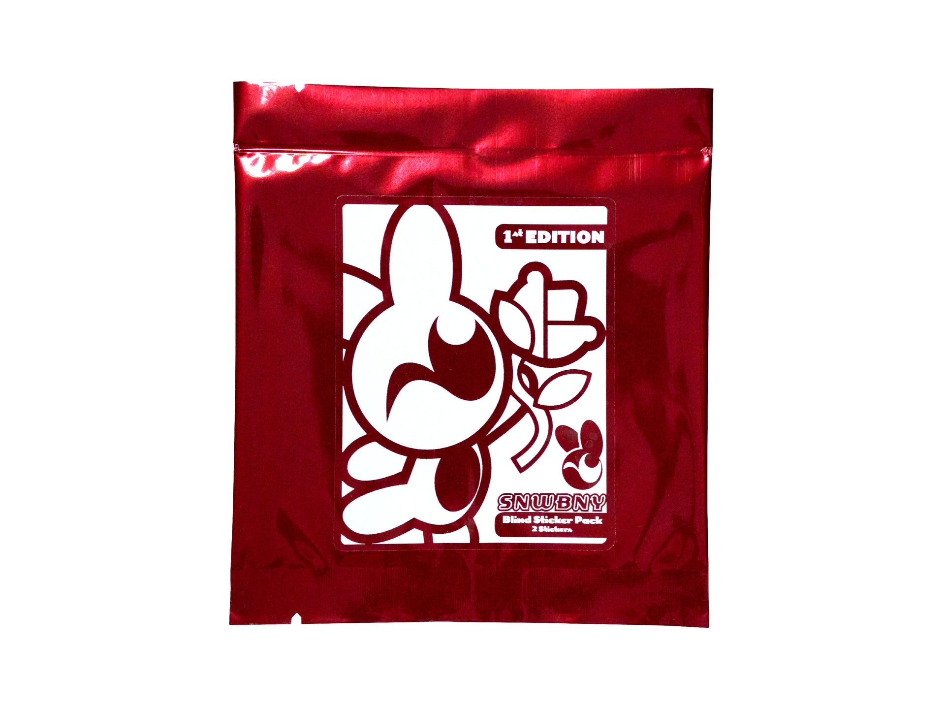 Blind sticker pack SNWBNY red foil package – 1st edition mystery stickers 2 per pack cute bunny artwork